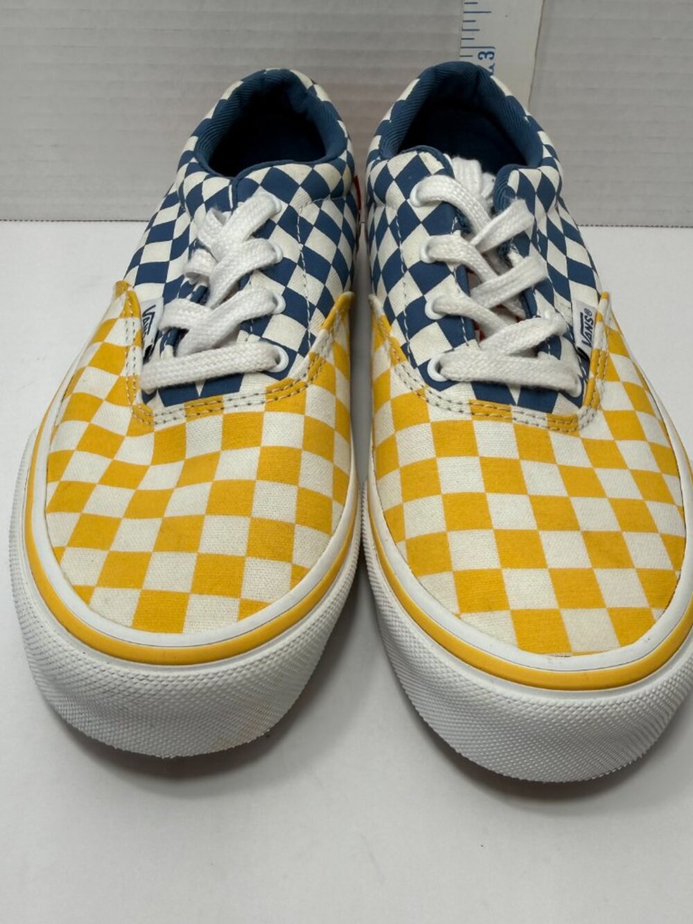 VANS Era Checkerboard Classic Sneaker Youth Size 3.5 Blue Red Yellow Shoes Skate